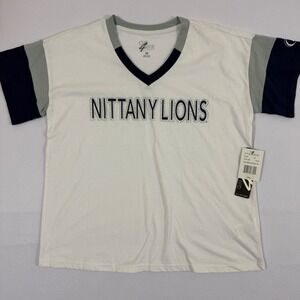 Carl Banks Penn State Nittany Lions V Neck Rhinestone T Shirt Womens Medium NWT